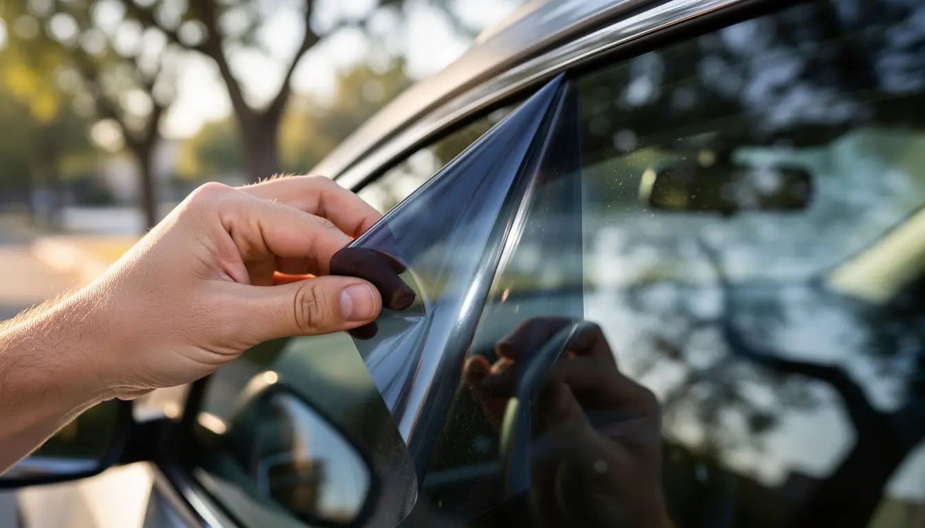 hand gently peeling removable window tint