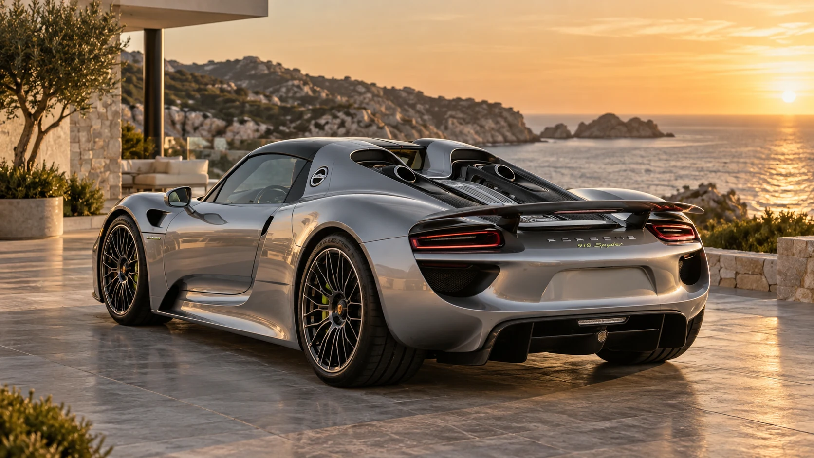 Illustrative Porsche 918 Spyder with a glossy finish