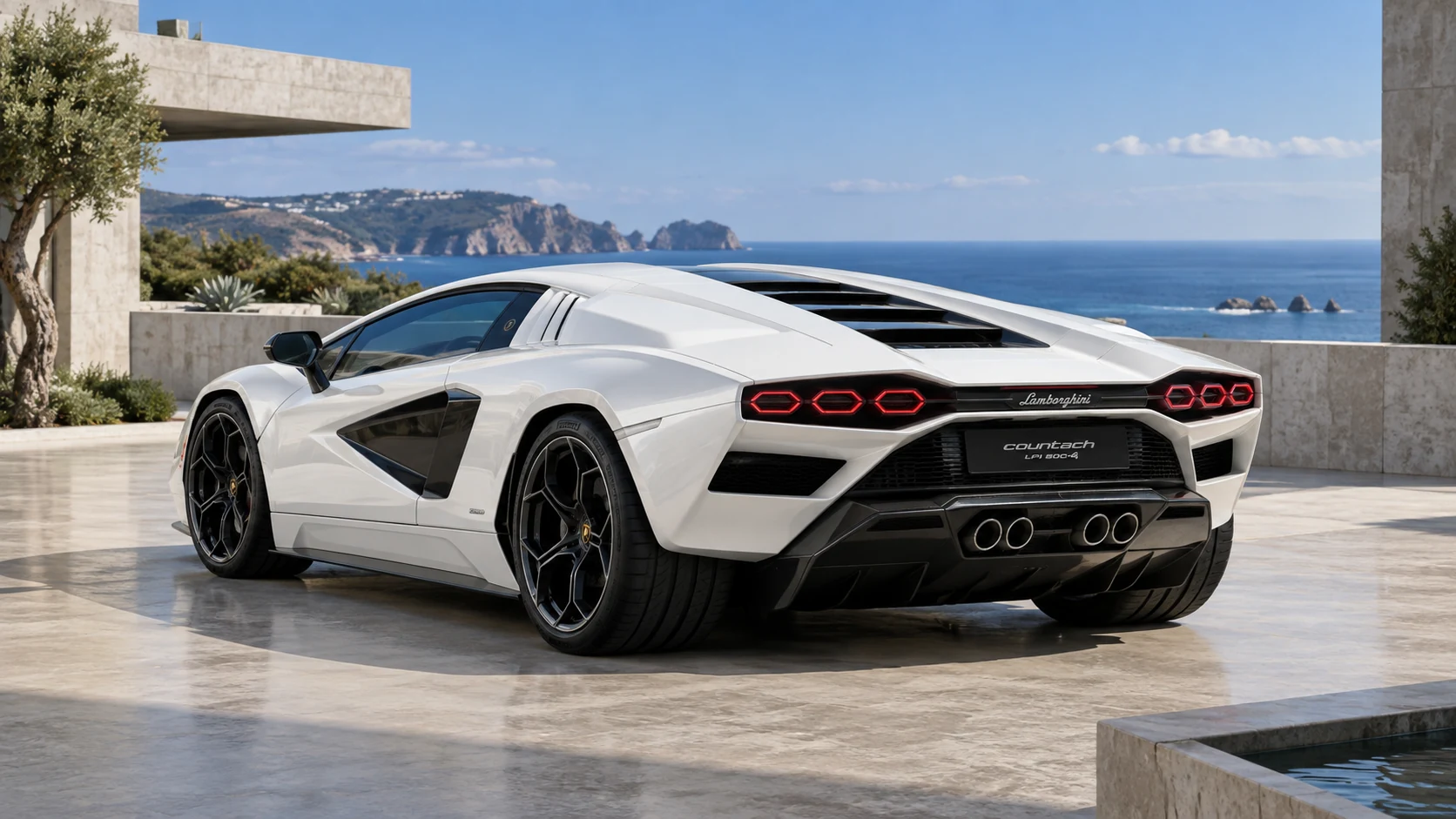 Illustrative Lamborghini Countach with a glossy finish