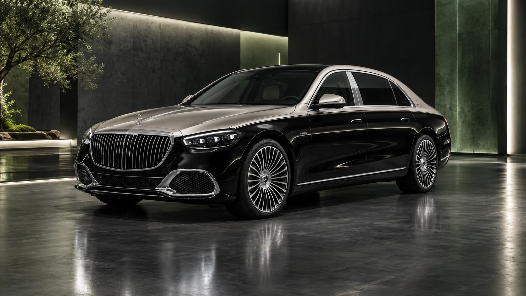 Two-tone Mercedes-Maybach in an elegant automotive studio
